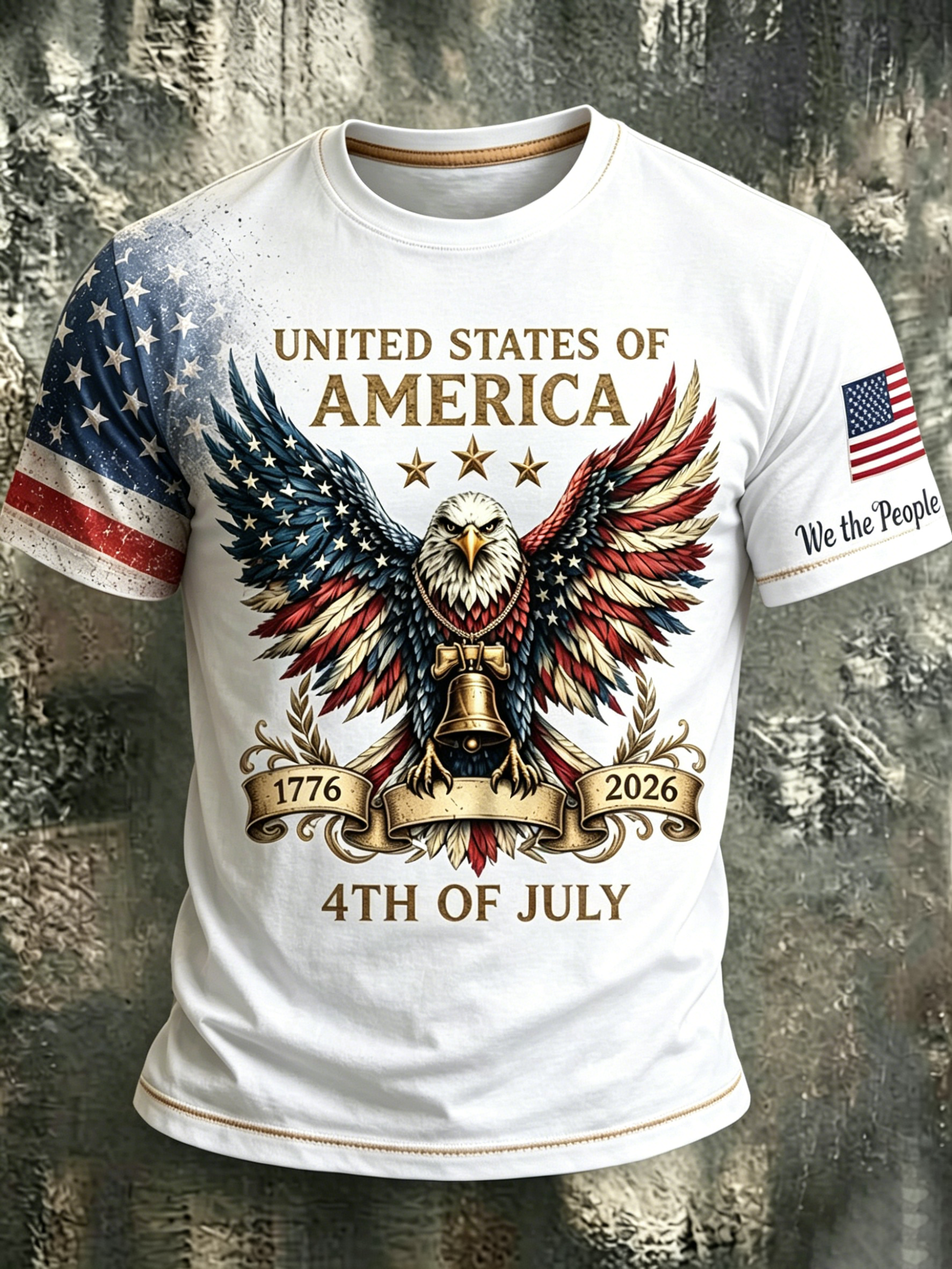 Men's casual American Eagle commemorative round neck T-shirt