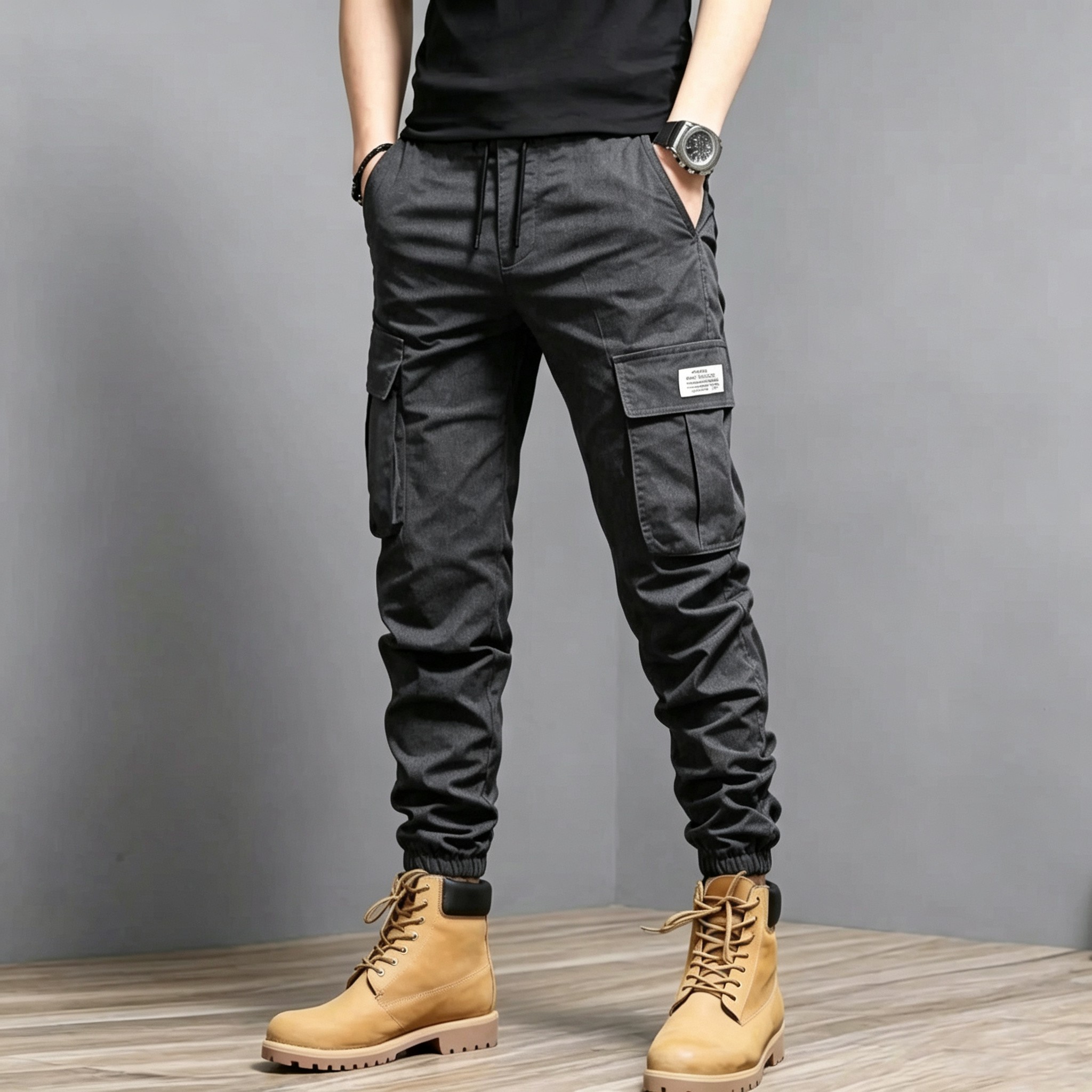 Men’s Cargo Jogger Pants – Slim Fit Multi-Pocket Tapered Casual Pants