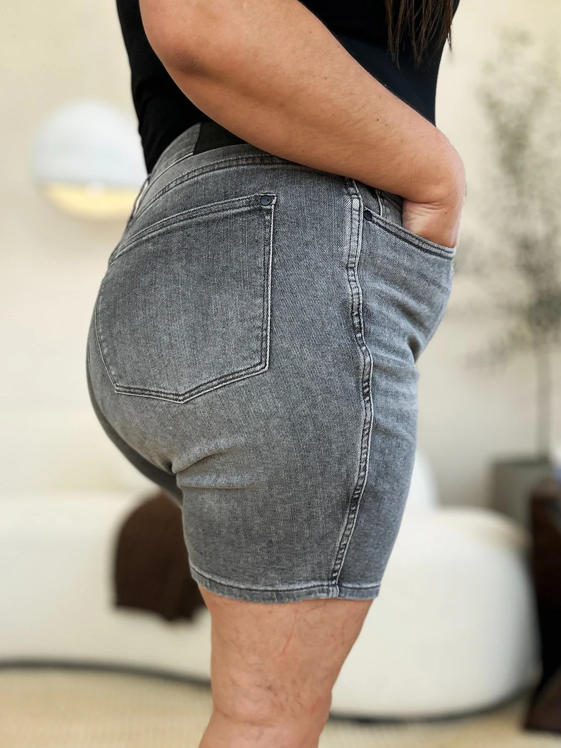 Melody High Waist Washed Denim Shorts