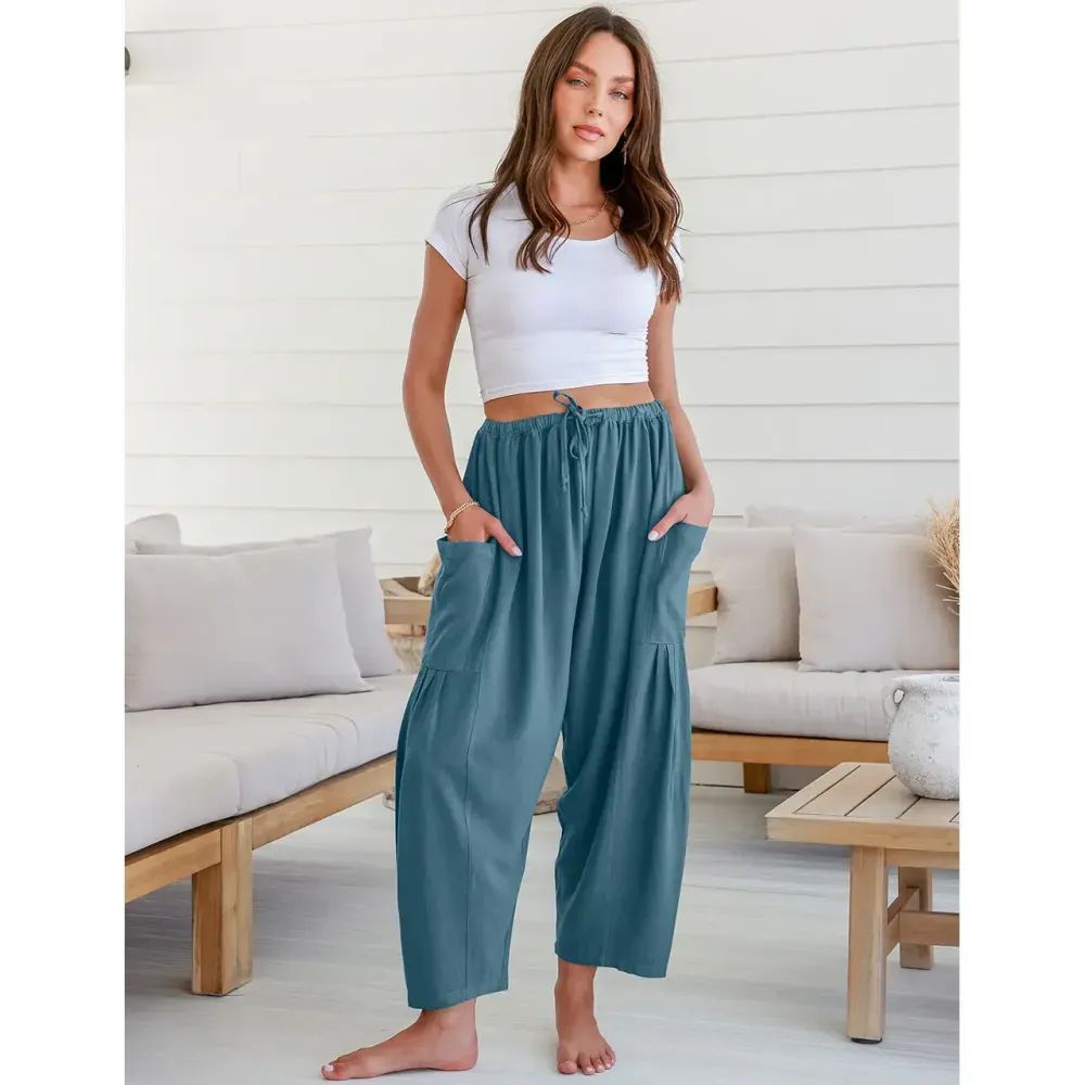 Womens Linen Wide Leg Pants