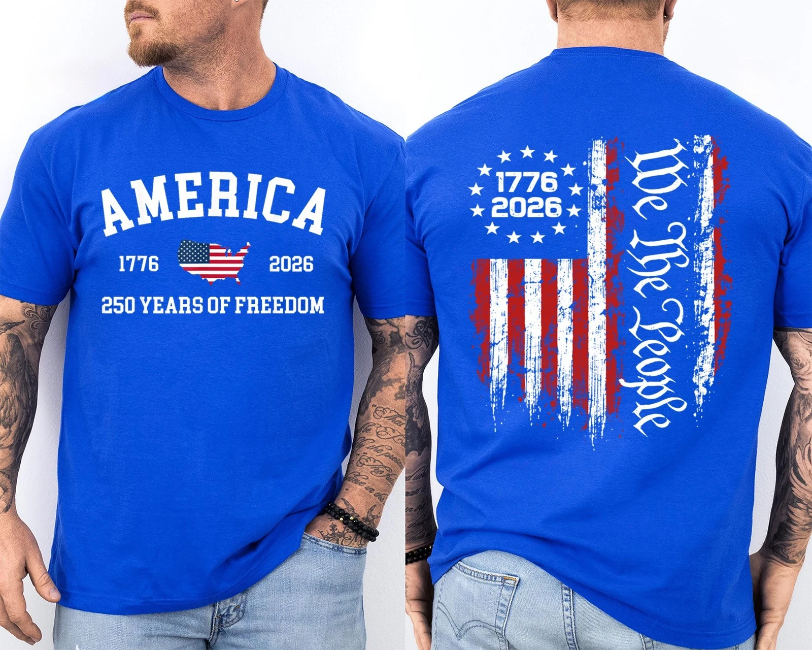 Men'S Casual American 1776-2026 Anniversary Printed Short Sleeved T-Shirt