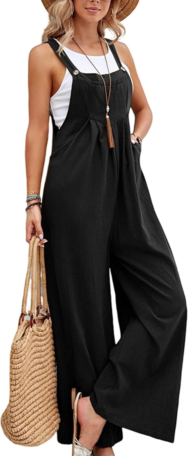 Women Cotton Loose Summer Wide Leg Pants Jumpsuit Rompers for Women
