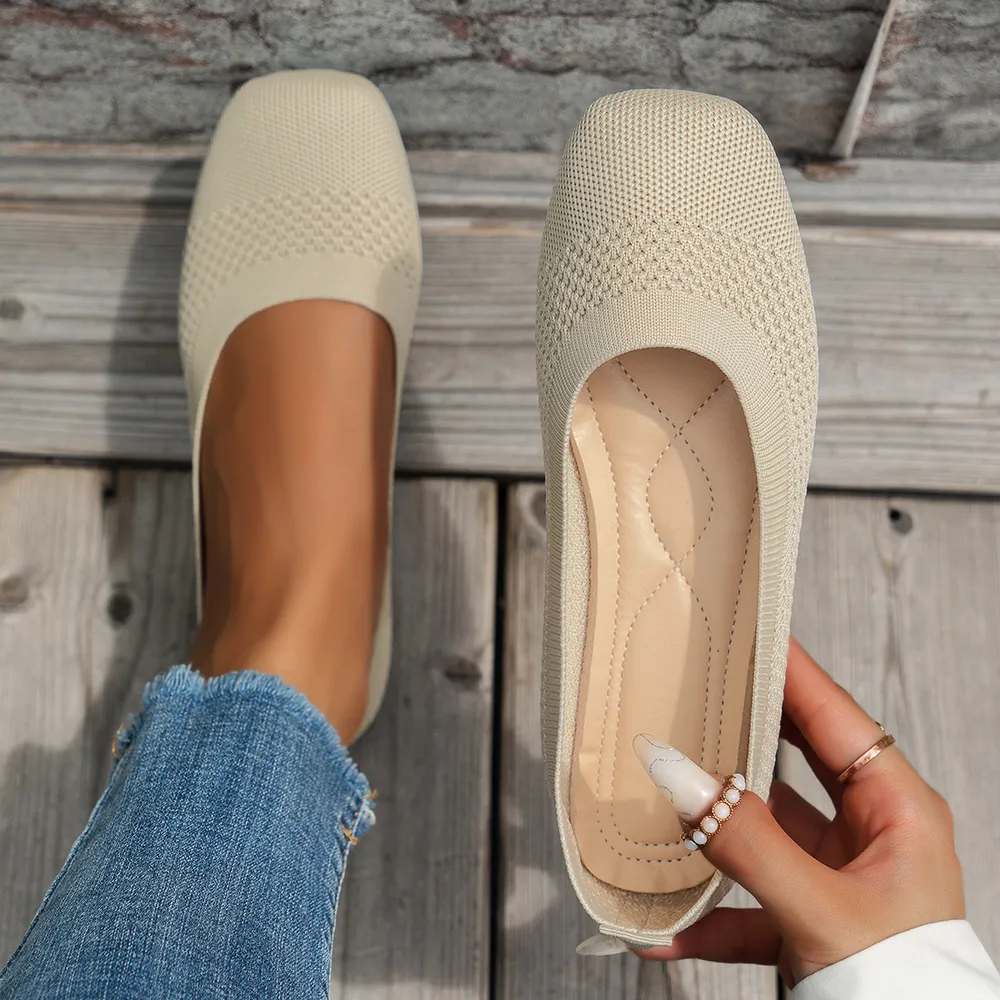 Square Toe Solid Color Mesh Slip-Ons (multiple color options)