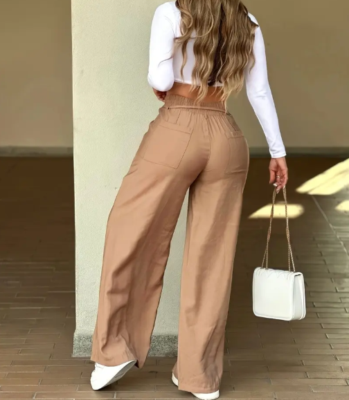 2026 New Women's Wide Leg Casual Pants Trouser, Vertical Line Pleated Design