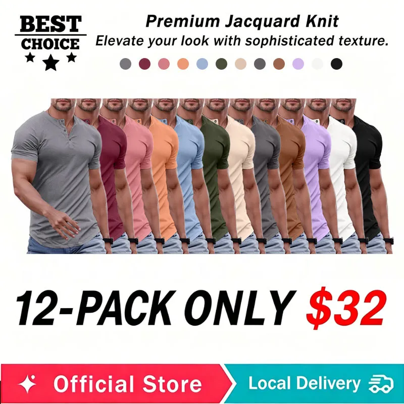 🔥2026 Flash Sale🔥Men's Muscle Slim Fit Button Henley Shirt