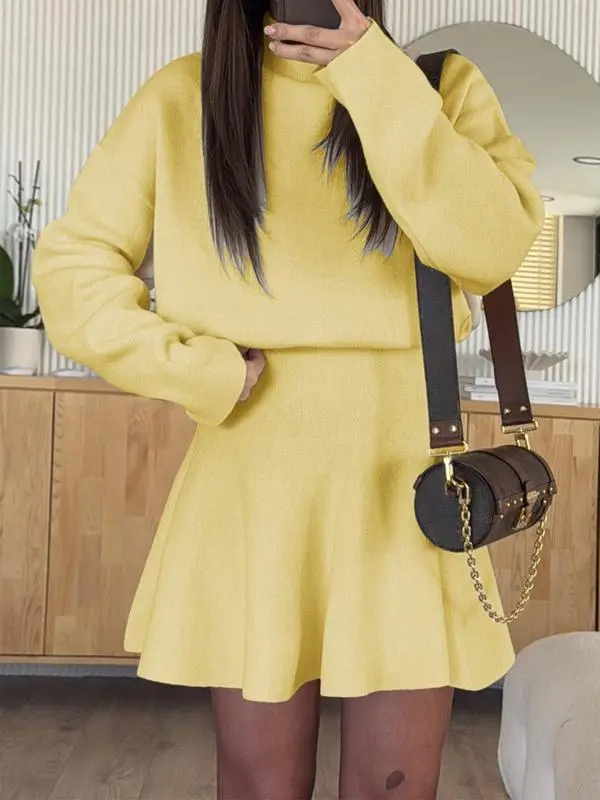 Women's Casual Half-High Neck Long Sleeve Knit Dress