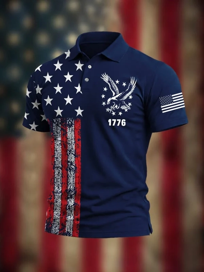 Men'S Business And Leisure Polo Shirt Commemorative Of The Founding Of The United States