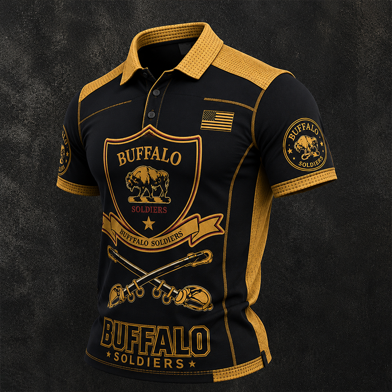 Men's Buffalo Soldier Summer Short-Sleeve Polo Shirt