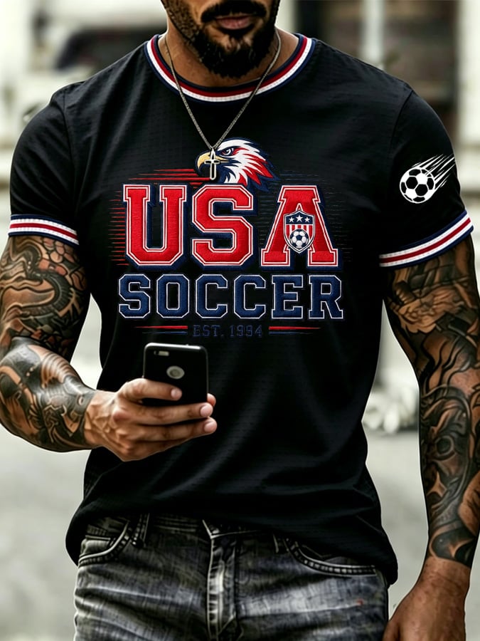 Men's soccer Print Waffle-Knit T-Shirt