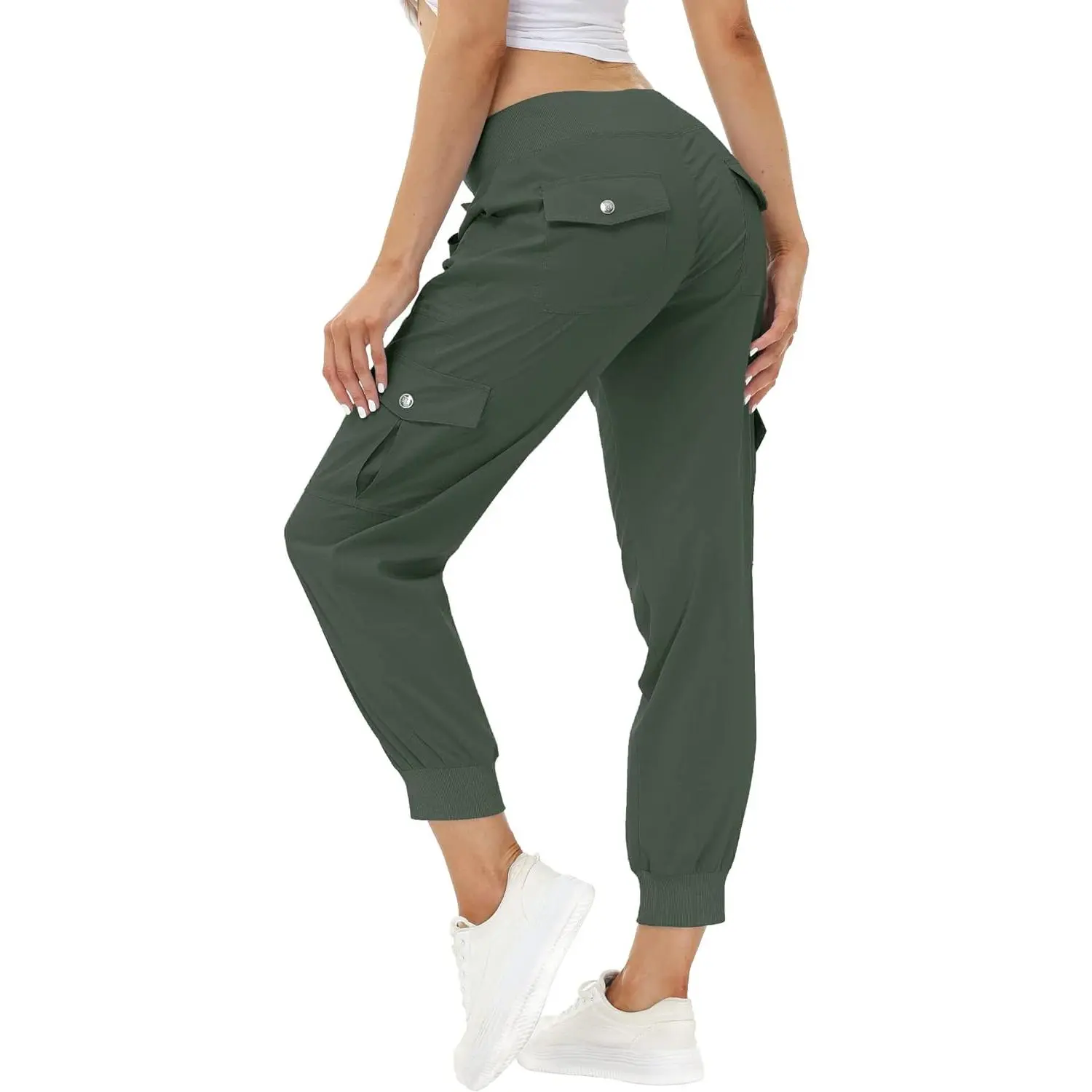 PLUS SIZE Lightweight Hiking Cargo Pants Outdoor Quick Dry Casual Travel Sweatpants Joggers Elastic Waist 6 Pockets