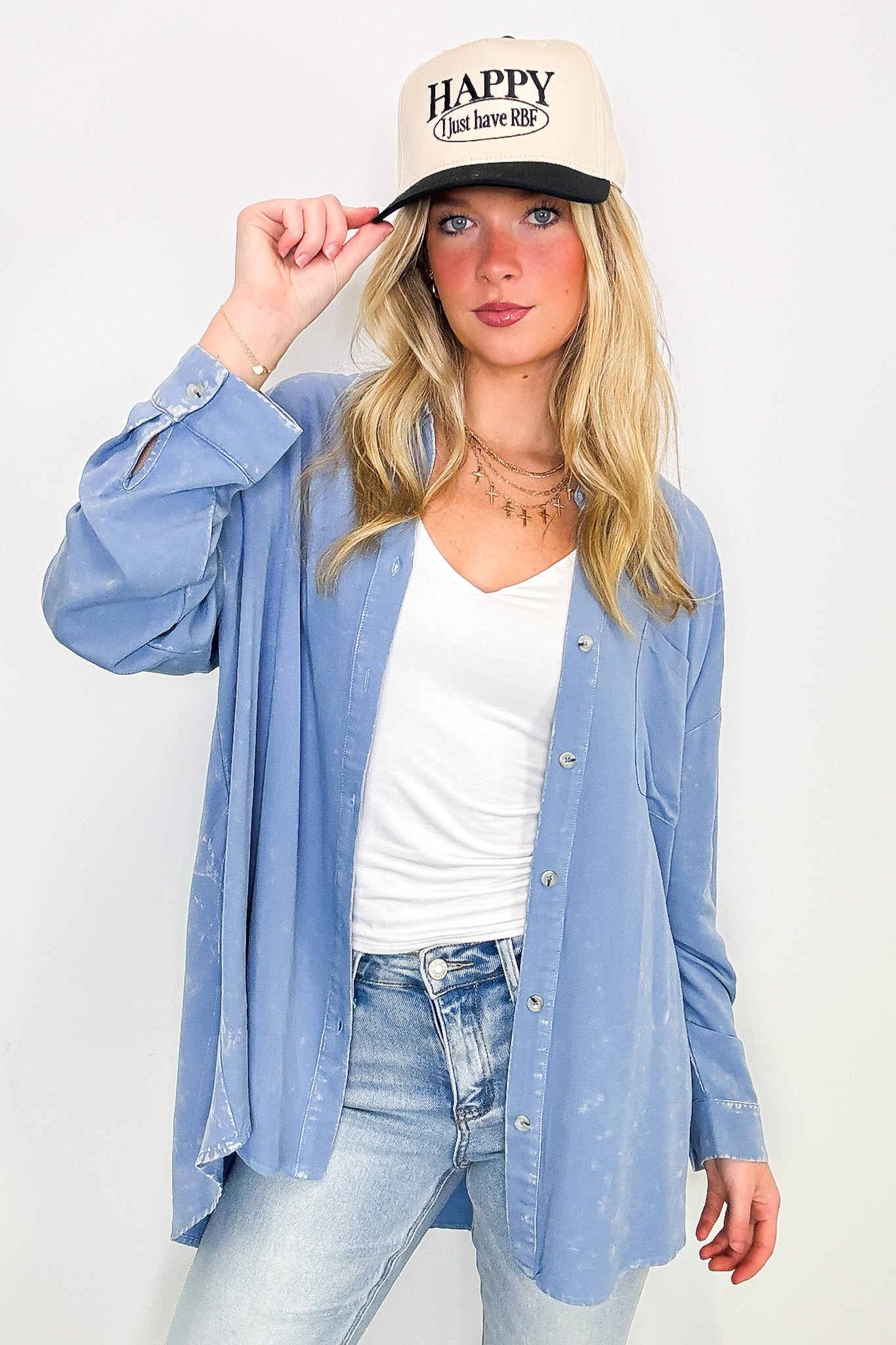 Mineral Wash Button Down Top