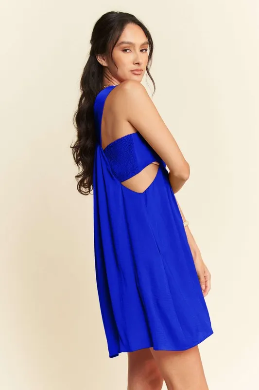 Washed Satin Cutout Skirt Bandeau Mini Dress