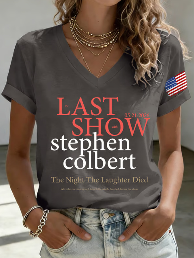 Women'S Short Sleeved V-Neck Casual T-Shirt