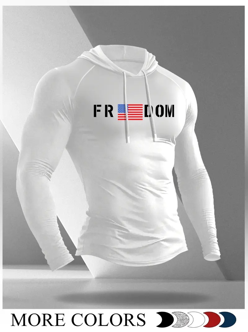 Men's Cartoon Print Long Sleeve Hooded T-Shirt