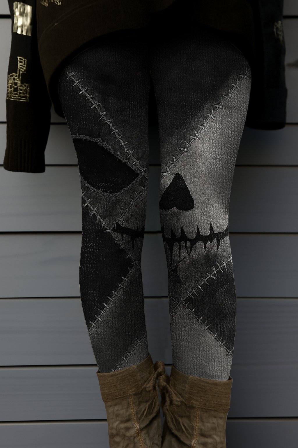 Women's Retro Halloween Ghost Face Comfort Print Leggings