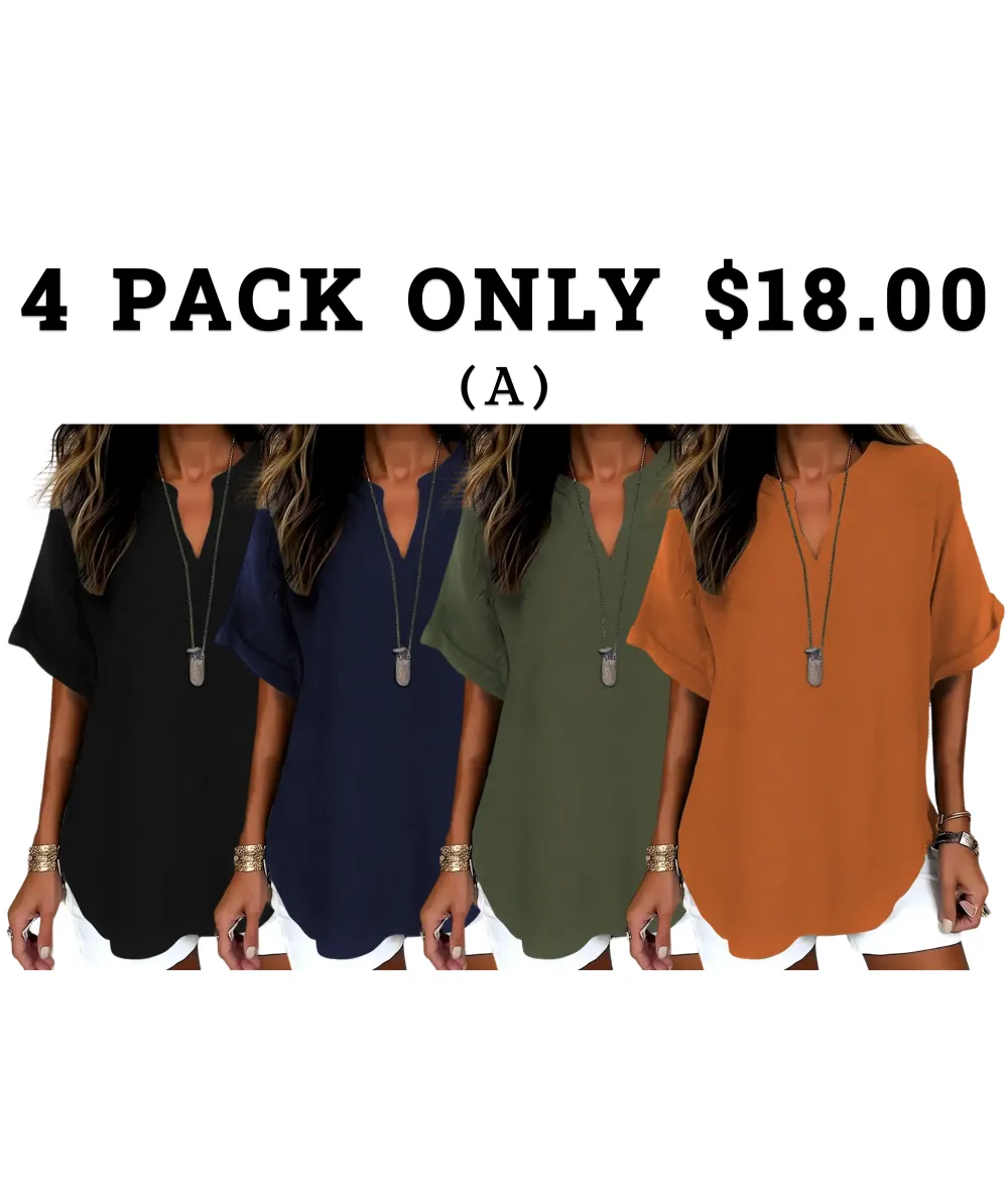 Women's Plain Short Sleeve Blouse