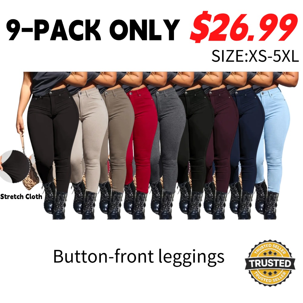 Women's Button-Fly Fitted Trousers (with Pockets) – Casual Slim-Fit