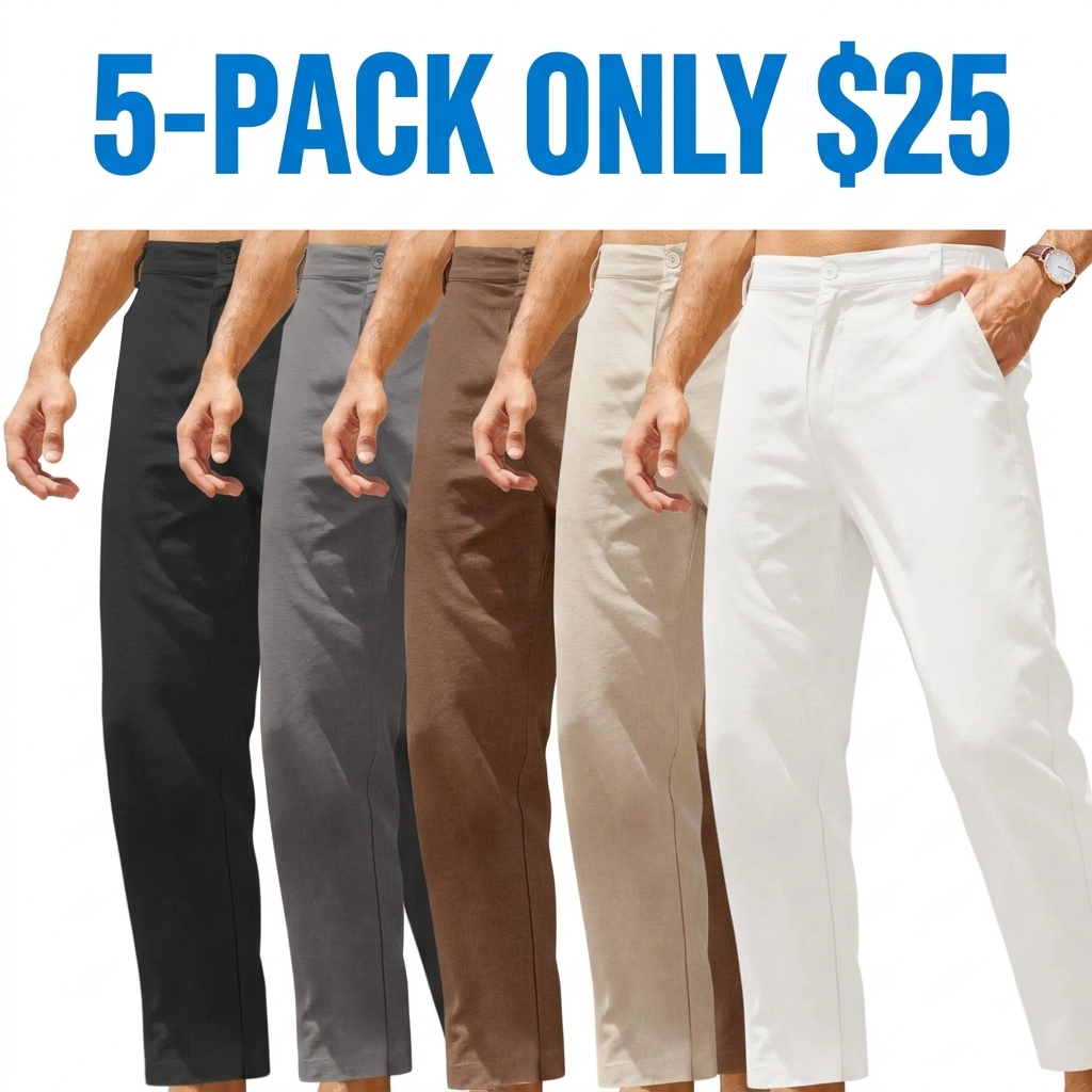 Men's Cotton Linen Casual Beach Pants