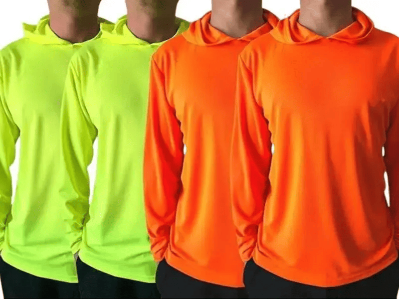4 SHIRT PACK Hi Vis Long Sleeve Safety Shirt With Hoodie
