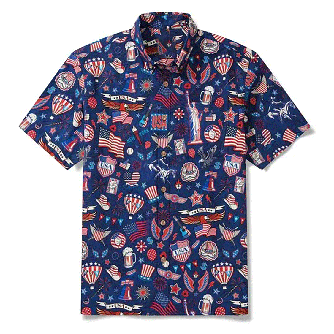 Patriotic Red, White, And Blue Atmosphere Men's Hawaiian Shirt