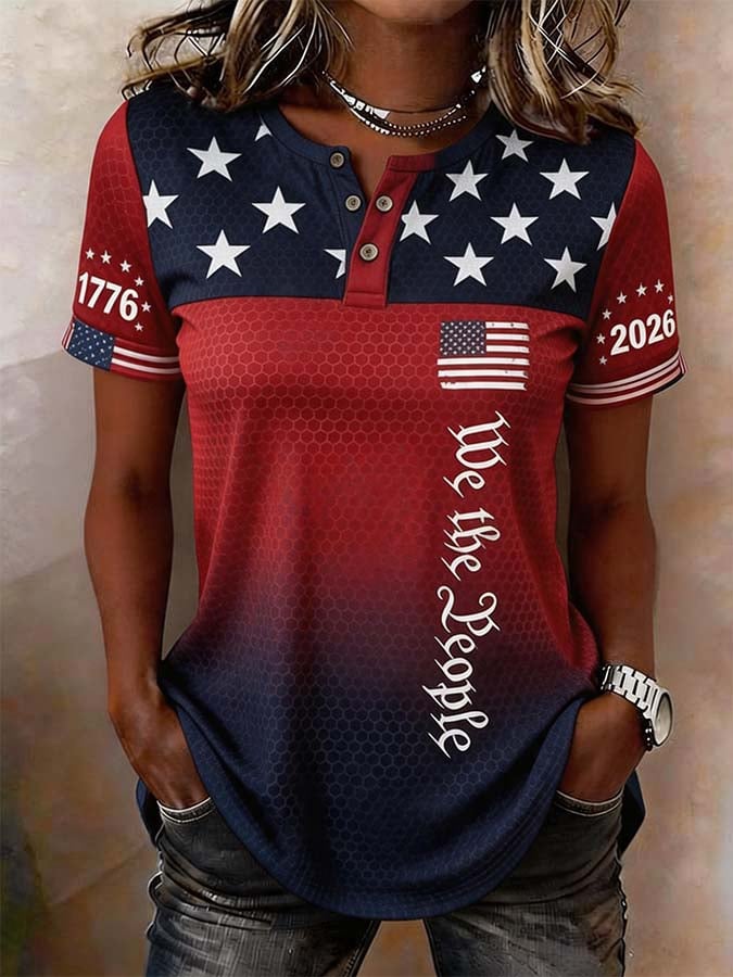 Women'S Casual Independence Day Printed Top