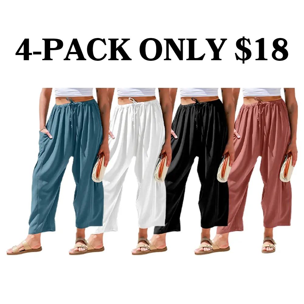 Womens Linen Wide Leg Pants