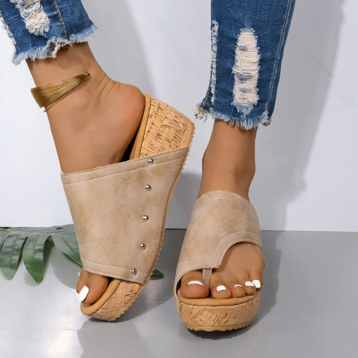 PU Leather Wedge Sandals (multiple color options)