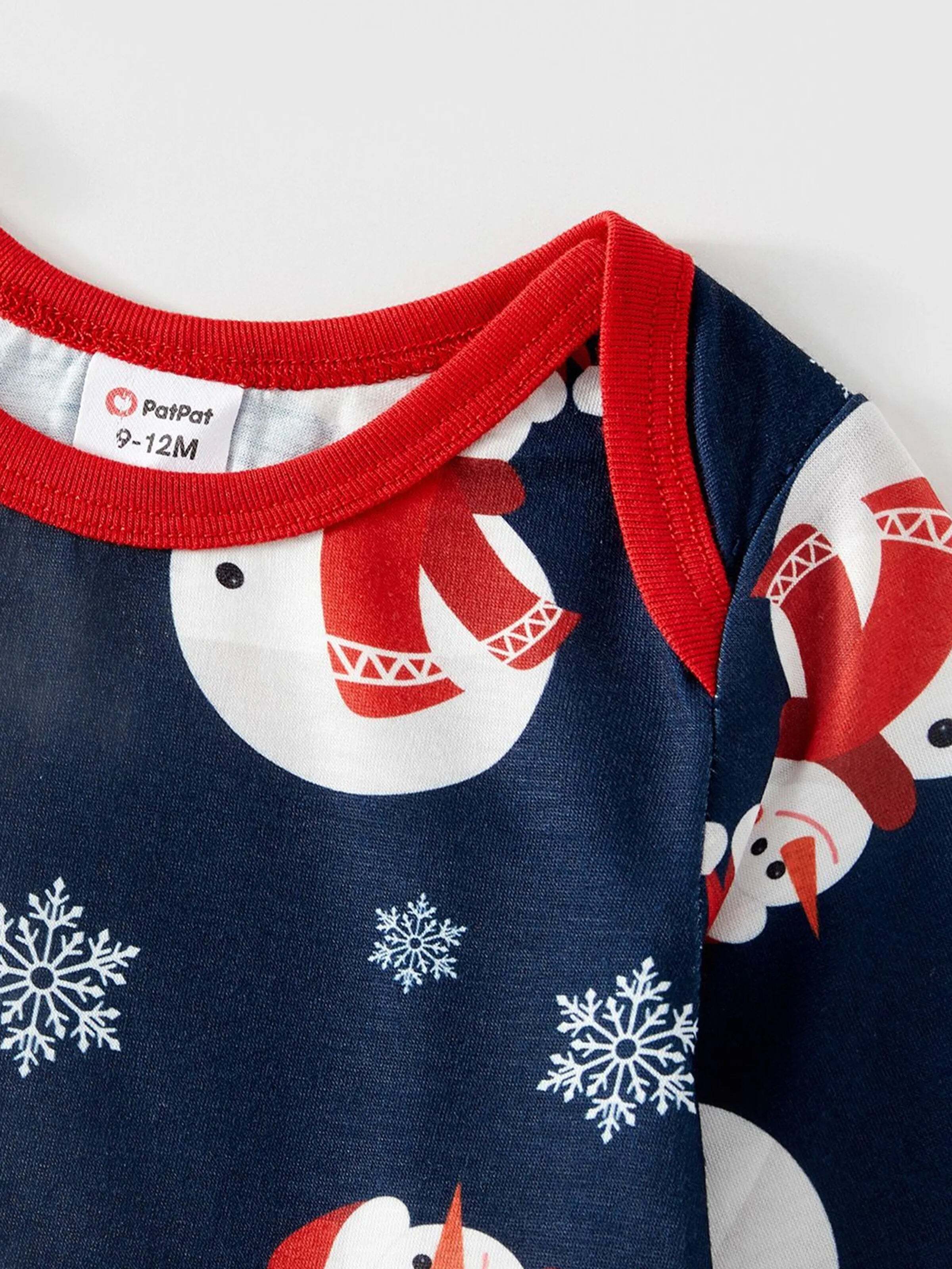 Christmas Snowman & Letter Print Family Matching Raglan-sleeve Pajamas Sets with Christmas Socks ColorBlock