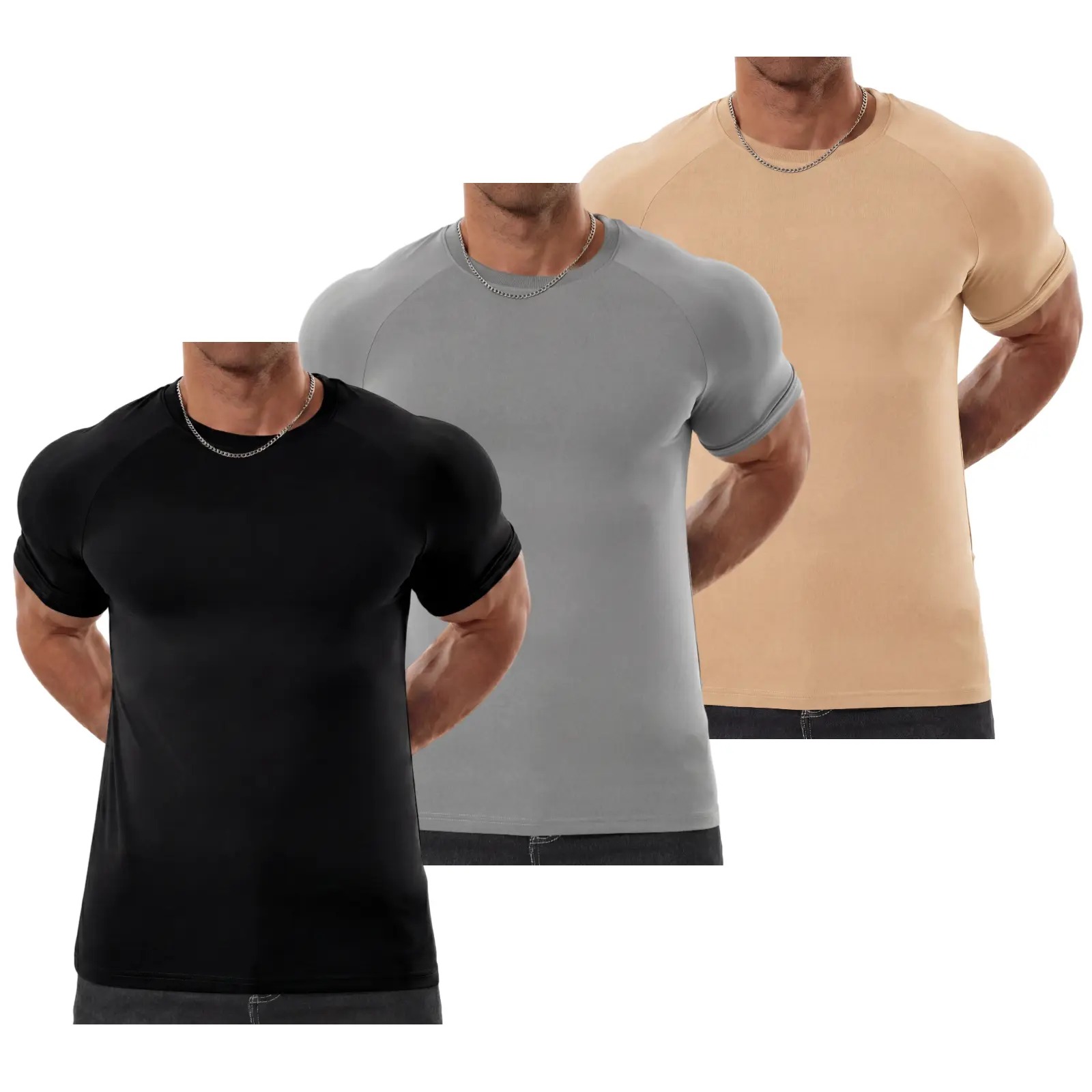 🔥LAST DAY SALE 90% OFF💕Men's Raglan Sleeve Crew Neck Tee – Athletic Tapered Fit Wrinkle-Resistant Gym T-Shirt