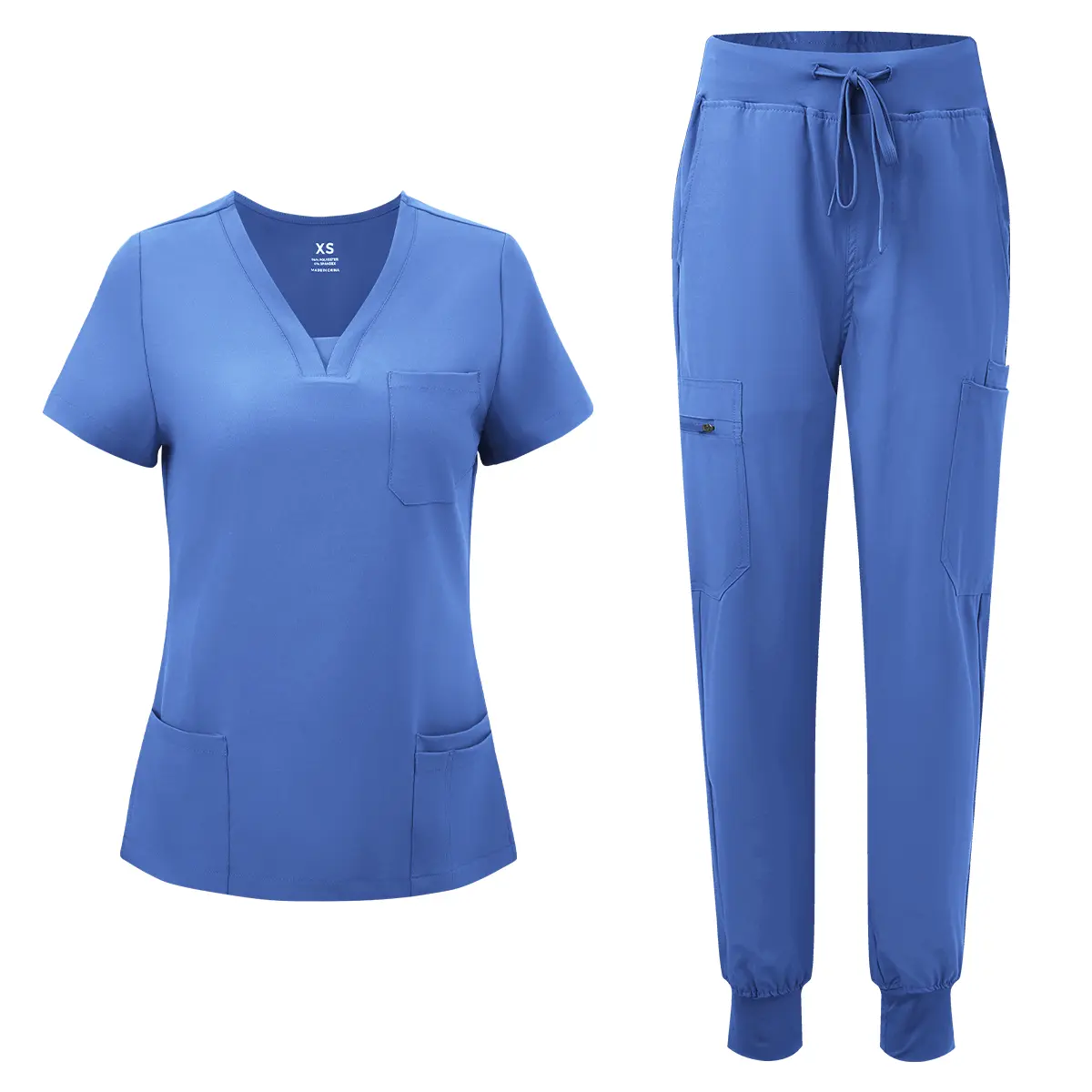 🔥🔥 Last Chance! 6 Sets for $24, Today Only! 🔥🔥 Women's V-Neck Scrub Top & 10-Pocket Cargo Workwear Uniforms Set – Basic Lady Workwear