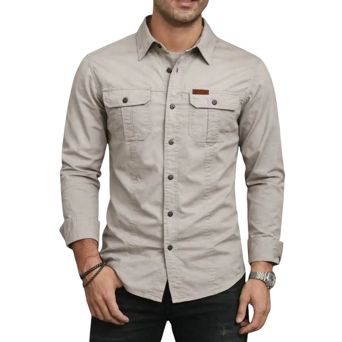 Men's Long Sleeve Workwear Shirt - Outdoor Casual Versatile Top