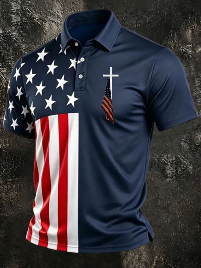 Men's America 250th Anniversary Print Casual Polo Shirt