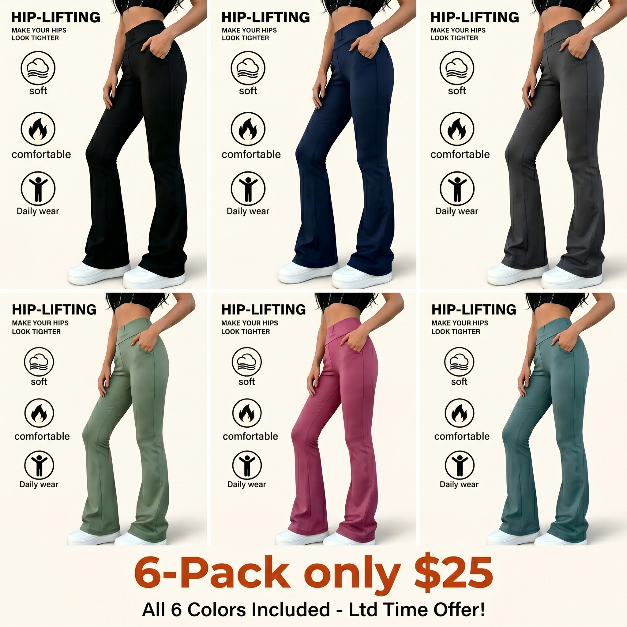 Women's High Stretch Micro Flare Sweatpants Soft Elastic Flare Yoga Pants