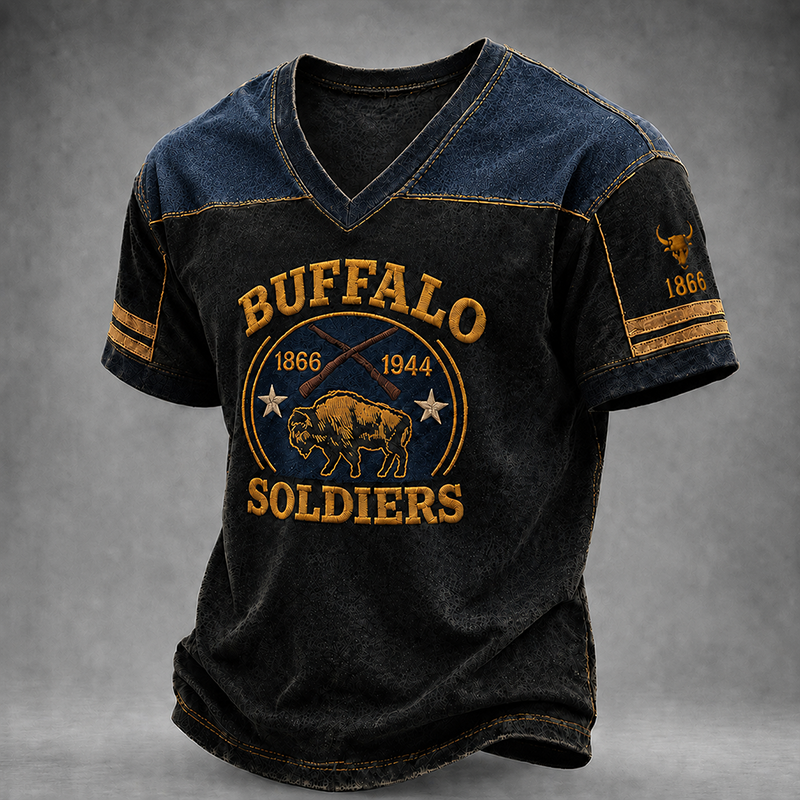 Men's Buffalo Soldier Summer V-Neck T-Shirt