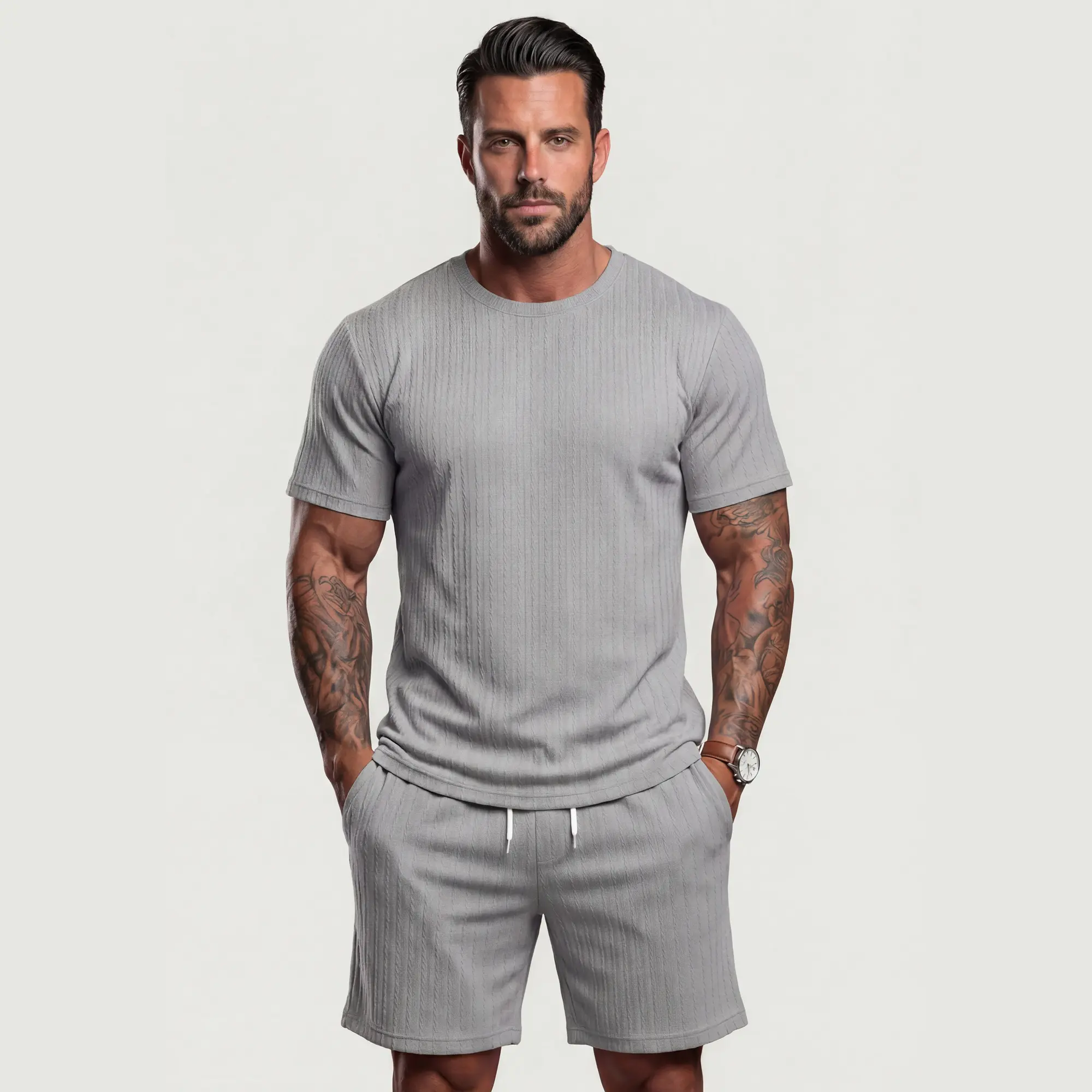 🌴 Men's Textured 2-Piece Summer Lounge Set
