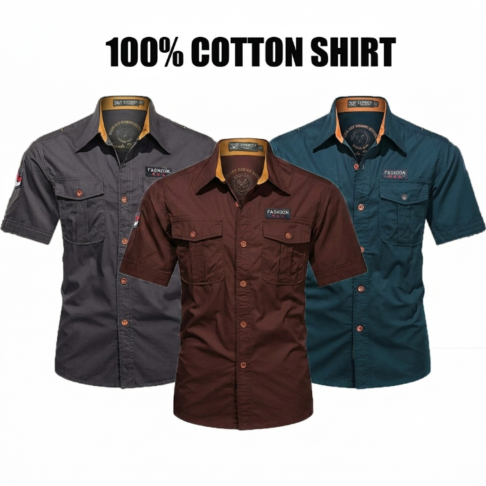 💪Men’s casual pure cotton work short-sleeve shirt
