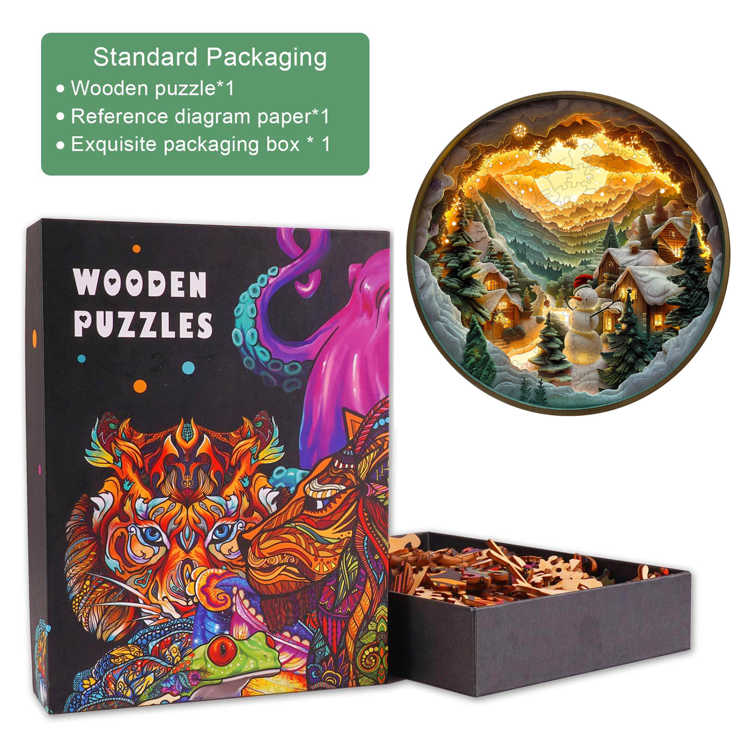 3D Christmas Village Wooden Jigsaw Puzzle