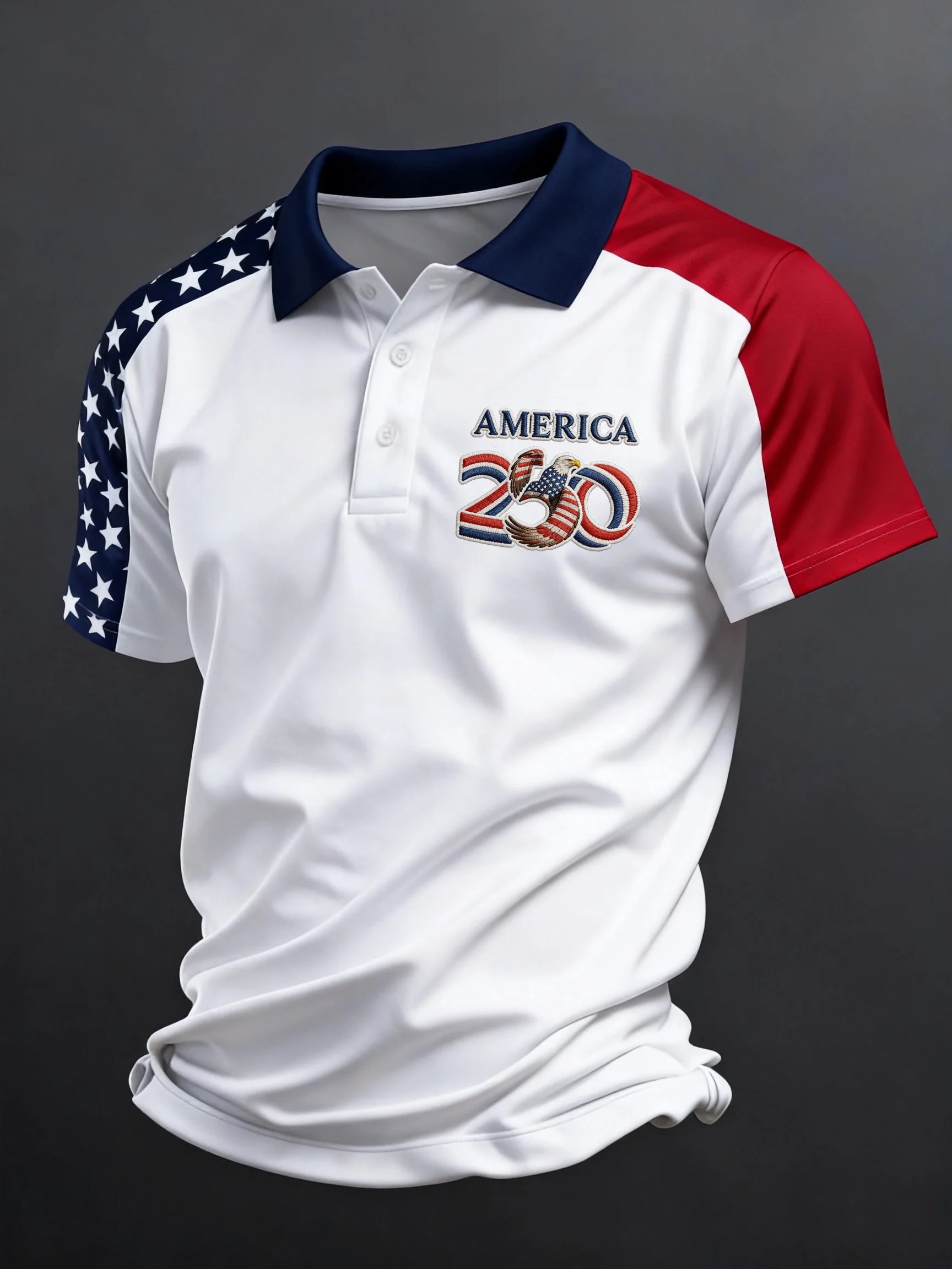 Men's 250th U.S. Independence Day Print Casual Short-Sleeve Polo Shirt