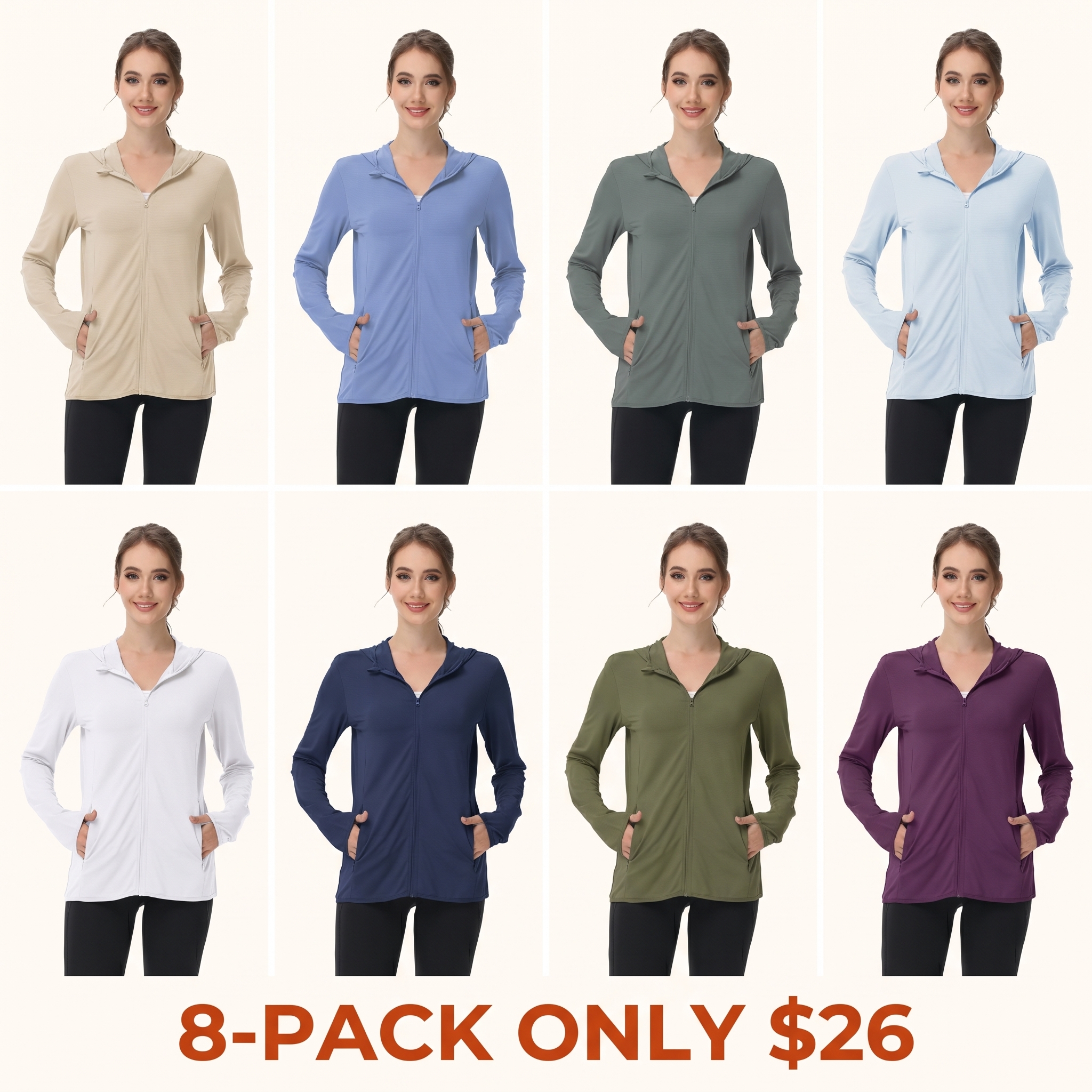 Women's Lightweight, Long-Sleeve, Sun-Protection Hooded Jacket — High-Stretch & Breathable; Cool & Comfortable — Ideal for Hiking & Fishing — Available in Multiple Colors