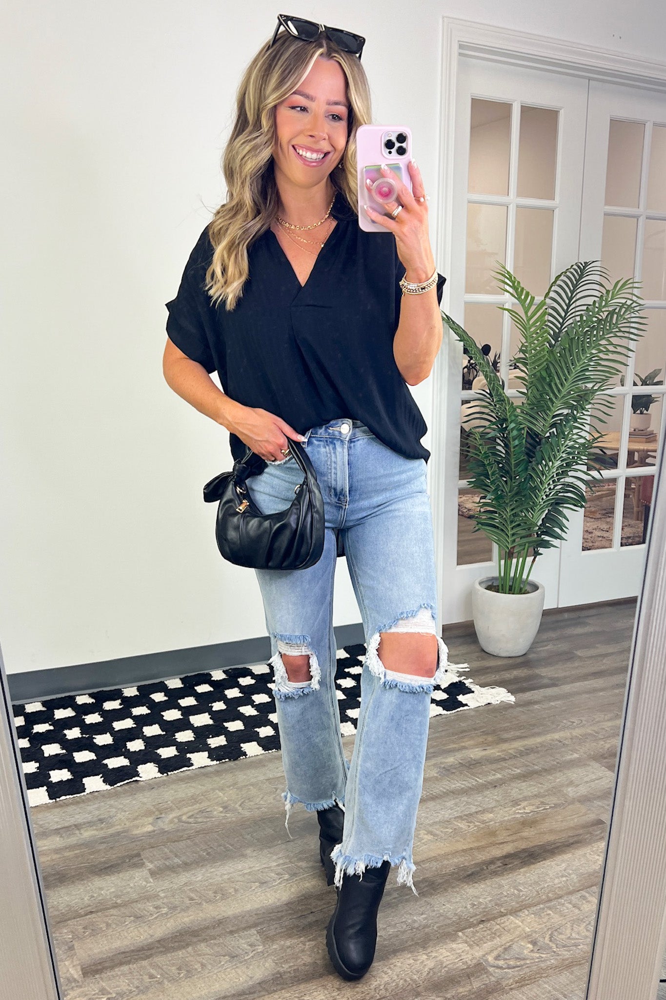 Striped V-Neck Top