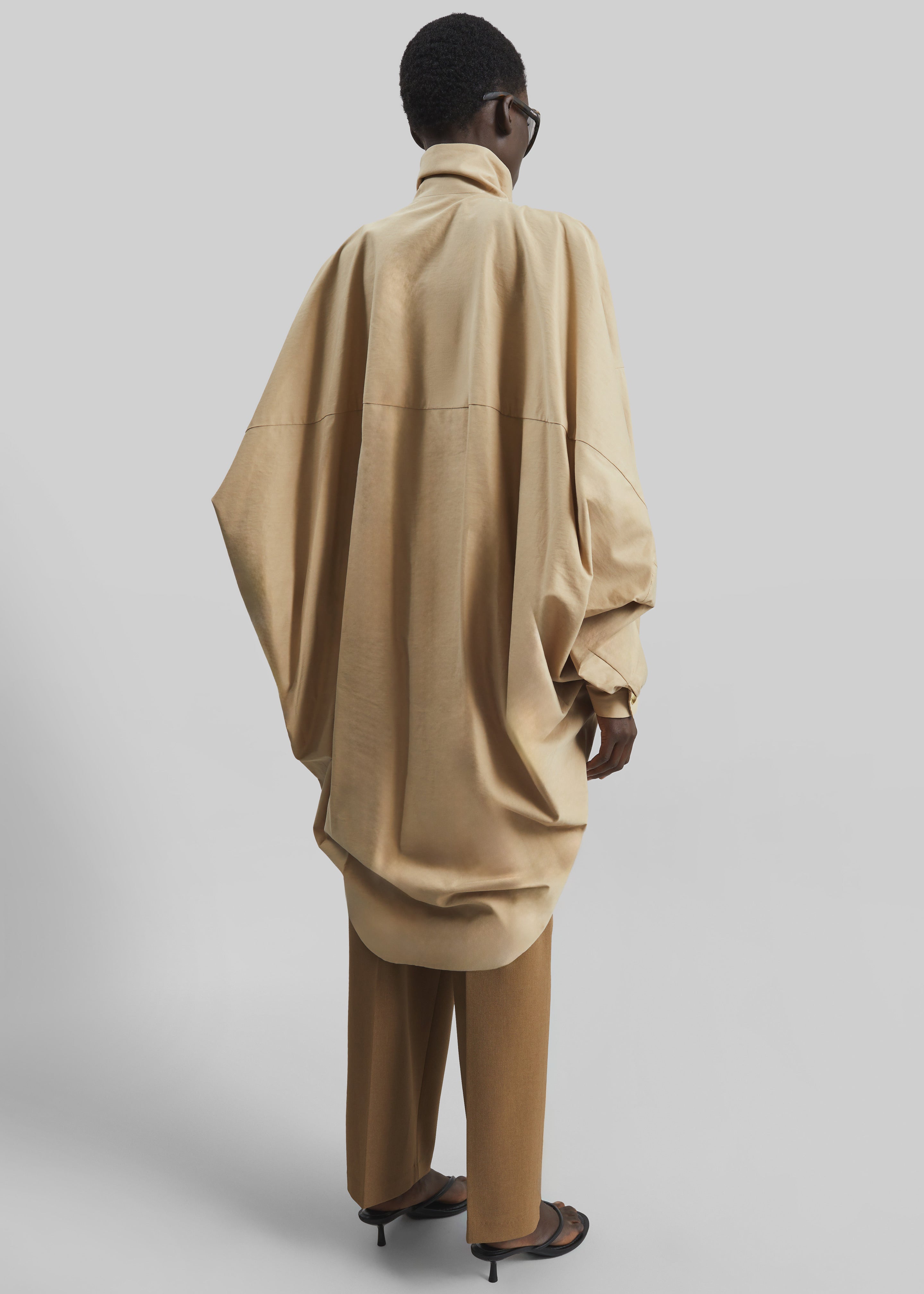Darkpark Norma Draped Sleeves Bomber Jacket - Beige