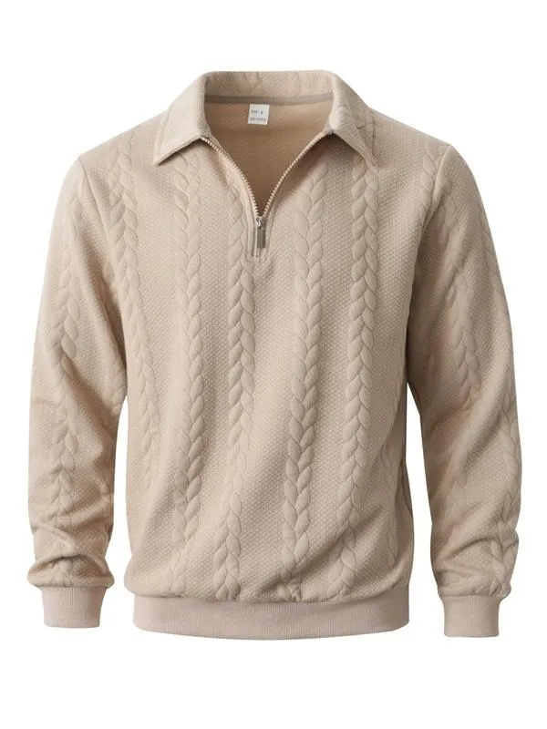 Men's Fall Winter Outfits Knitted Polo Neck Long Sleeve Sweatshirt for Daliy Wear