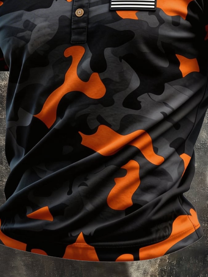 Men's Retro Patriot Camouflage Patchwork T-shirt