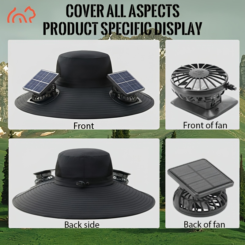 Solar Dual Fan Sun Hat, Adjustable Strap, Cool And Breathable, Efficient Battery Life, High Air Volume, Long Battery Life Guarantee
