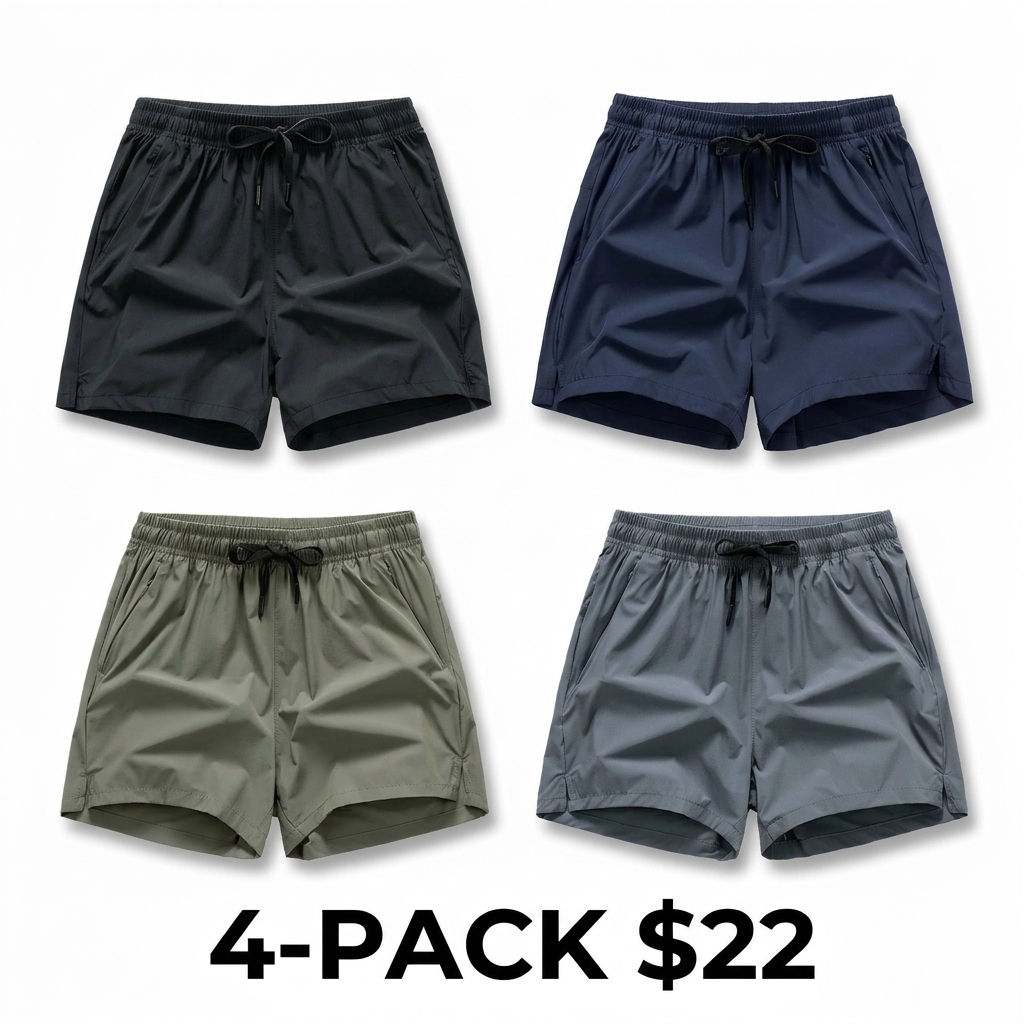 Men's 7-Pack Quick Dry Beach Shorts – Lightweight Breathable Swim Trunks with Pockets & Elastic Drawstring Waist