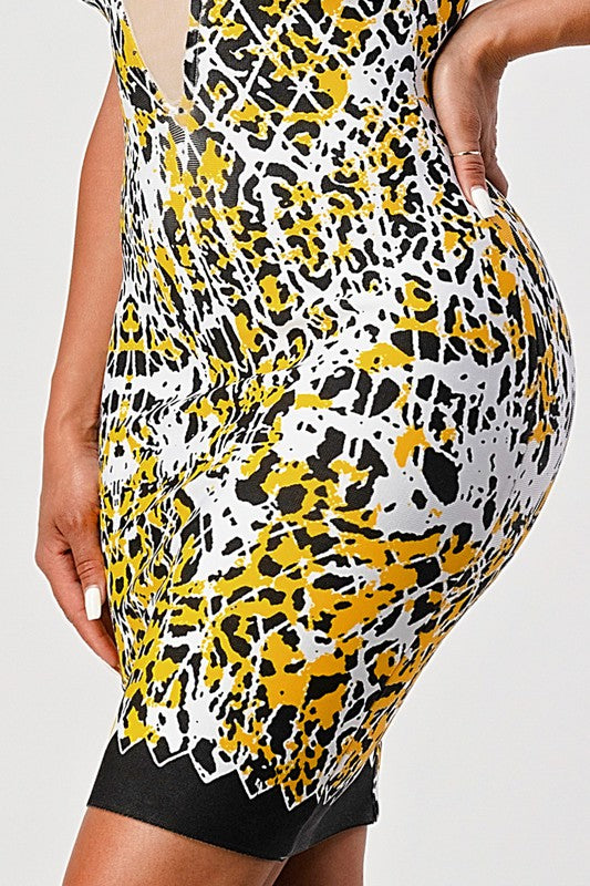 Animal Printed Bandage Mini Dress