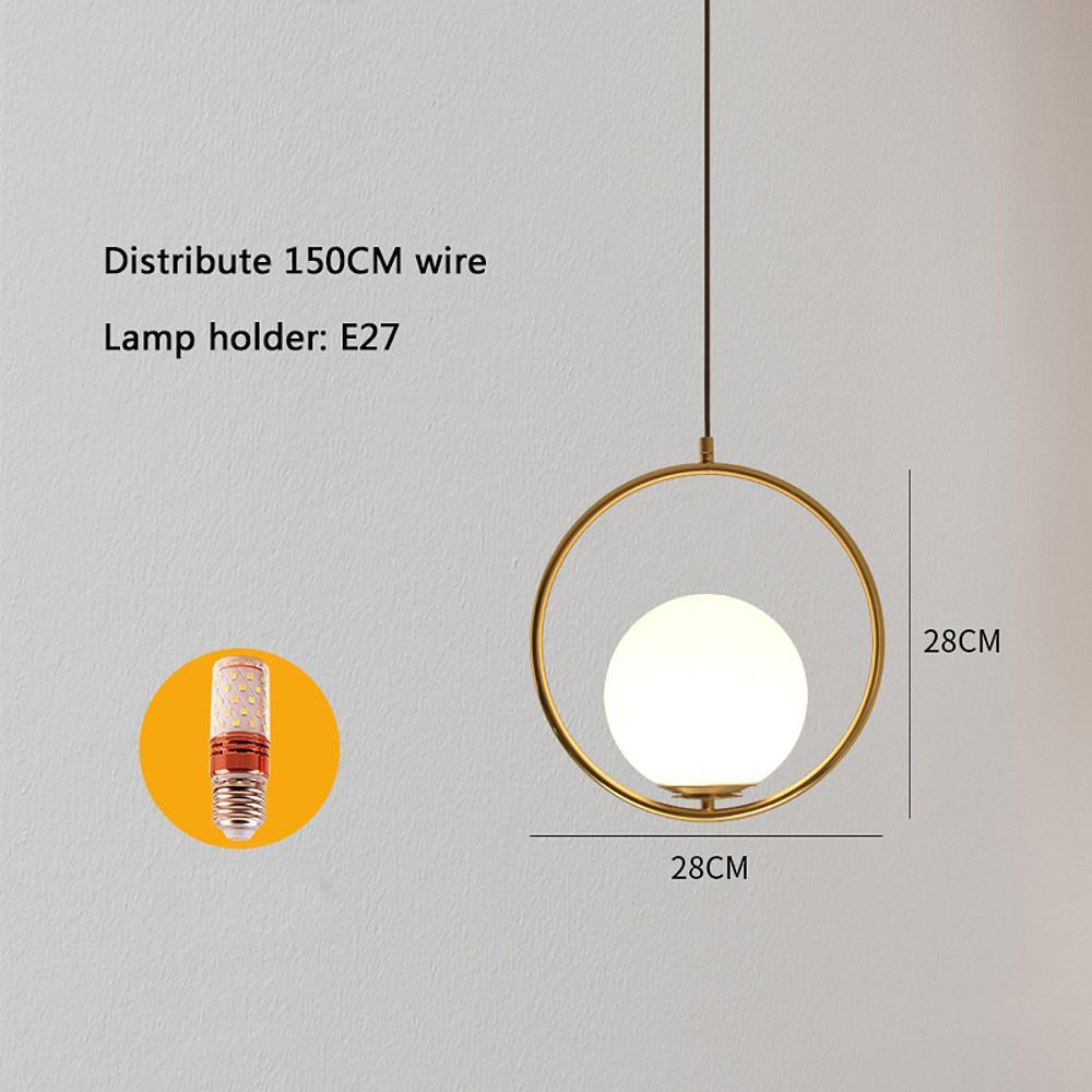 Ring Circle Globe Metal Glass Pendant Light Modern Pendant Lighting