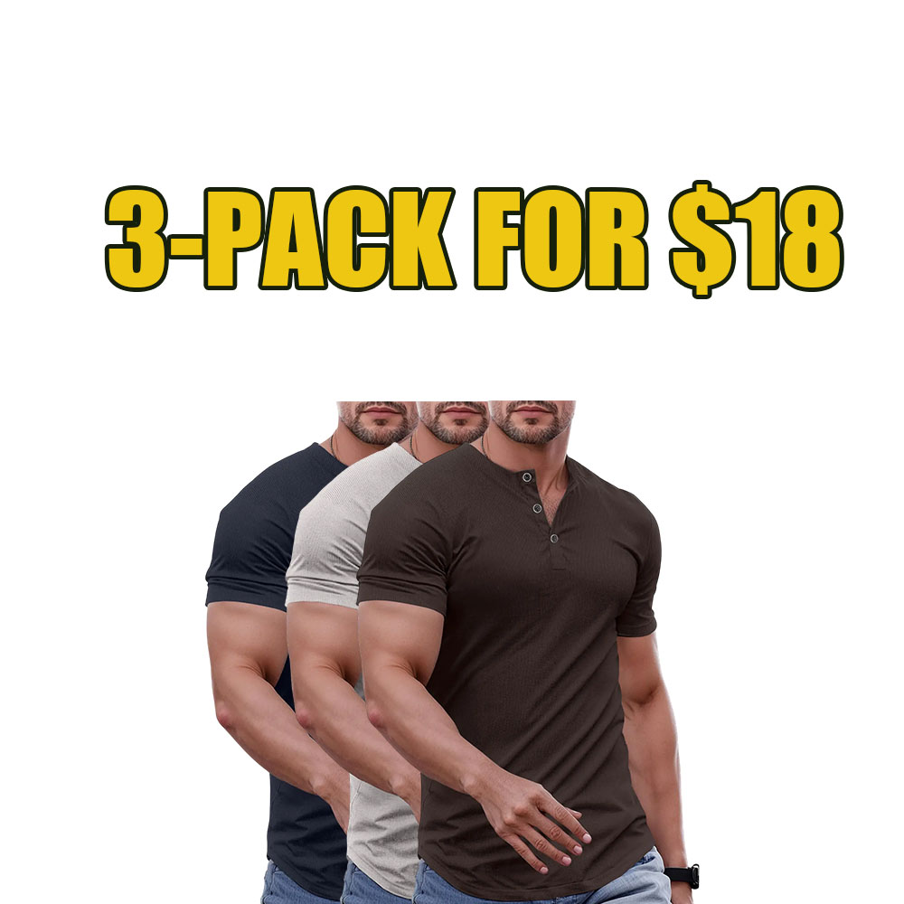 Men’s Slim Fit Henley Longline Muscle T-Shirt