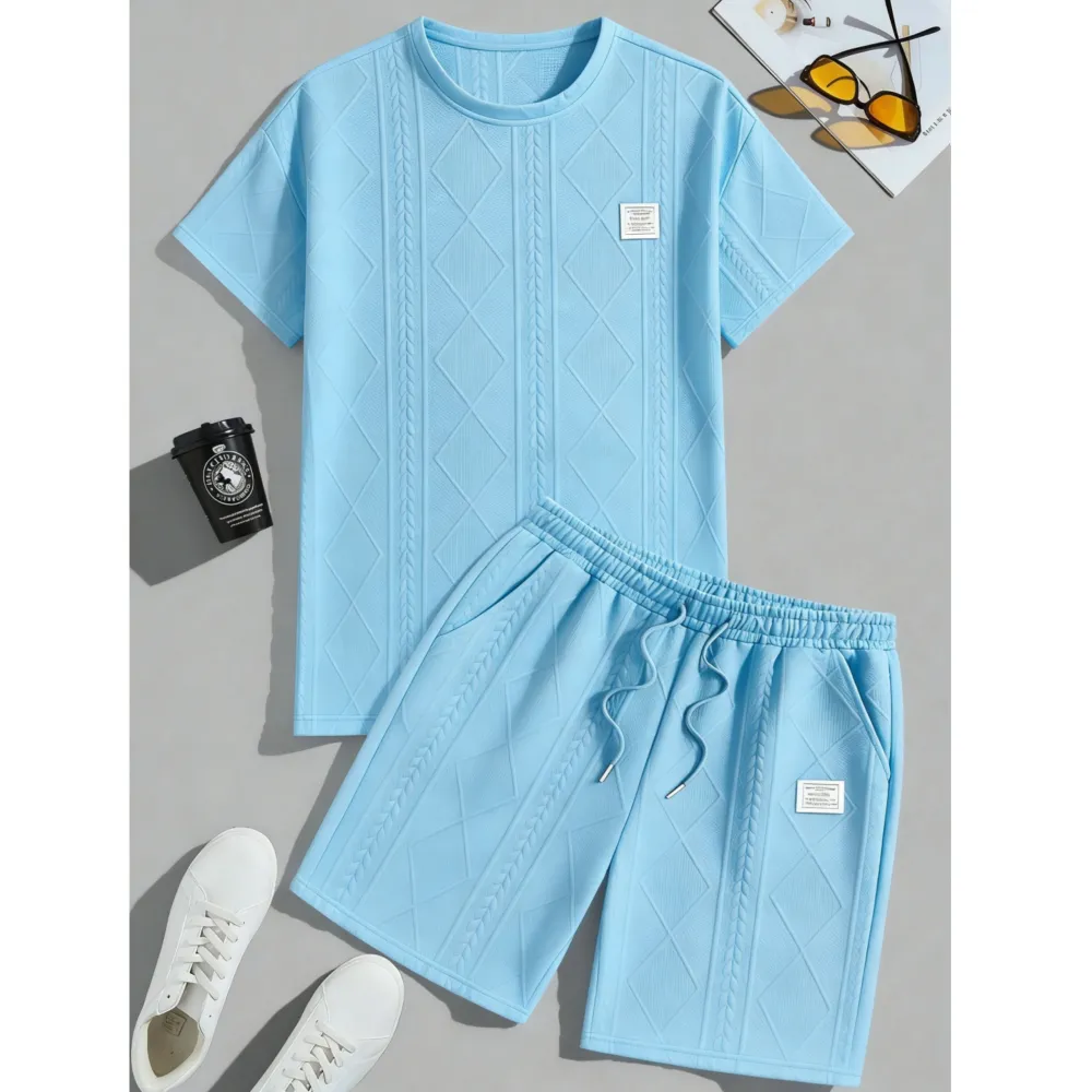 Men's Casual Sports Suit 2-Piece texture Set