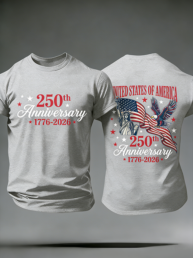 Men'S Casual American Founding Celebration Personalized Printed Round Neck T-Shirt